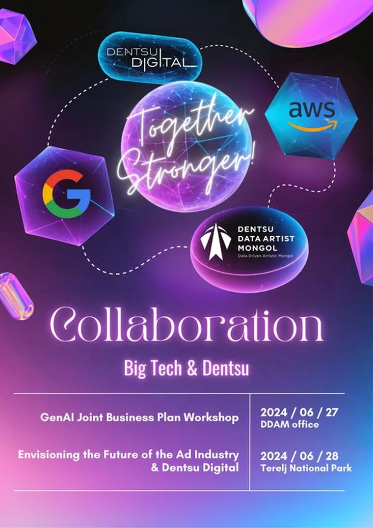 Collaboration, Big Tech and Dentsu, GenAI joint business plan workshop poster